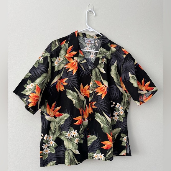 Men's Hawaiian Aloha Shirt Pacific Legend Bird of Paradise Black Cotton Size 2XL - Picture 4 of 10